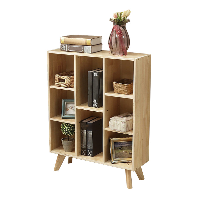 Natural Colour Wooden Standard Bookcase Contemporary Closed Back Bookshelf 29.5"L x 9.4"W x 37.8"H Clearhalo 'Bookcases' 'furn' 'furn_bookcases' 'Furniture' 'Office Furniture' 5220359