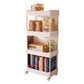 Modern Metal Frame Etagere Bookshelf White and Black Bookcase with Caster Wheels 15"L x 8.3"W x 33.5"H White Clearhalo 'Bookcases' 'furn' 'furn_bookcases' 'Furniture' 'Office Furniture' 5220468