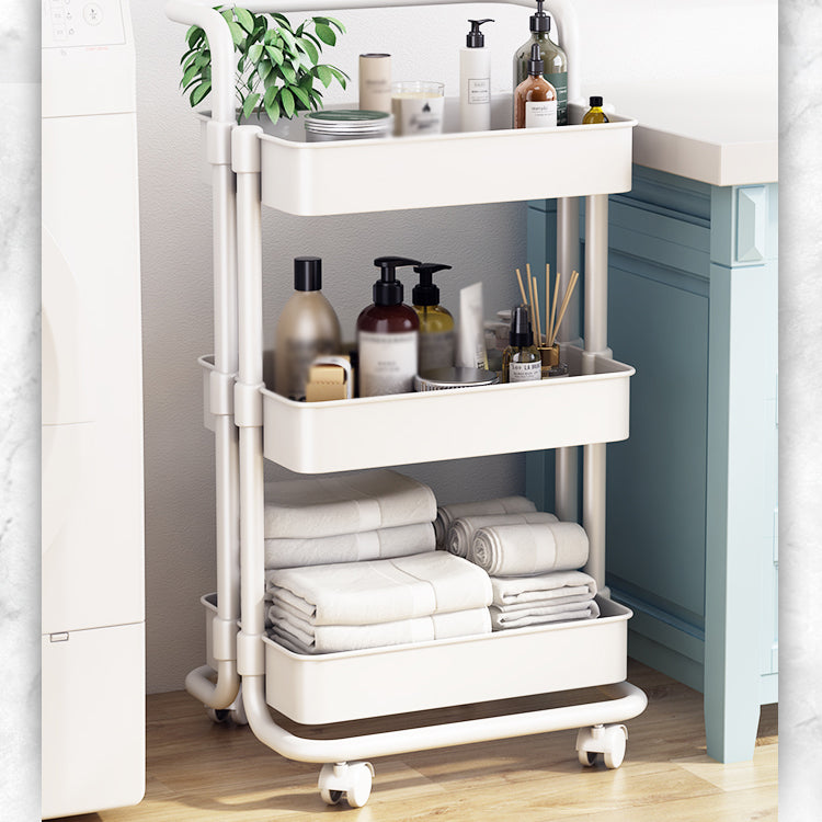 Modern Metal Frame Etagere Bookshelf White and Black Bookcase with Caster Wheels Clearhalo 'Bookcases' 'furn' 'furn_bookcases' 'Furniture' 'Office Furniture' 5220477