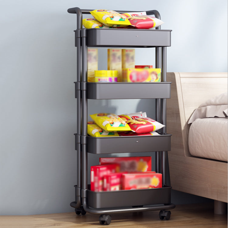 Modern Metal Frame Etagere Bookshelf White and Black Bookcase with Caster Wheels Clearhalo 'Bookcases' 'furn' 'furn_bookcases' 'Furniture' 'Office Furniture' 5220482