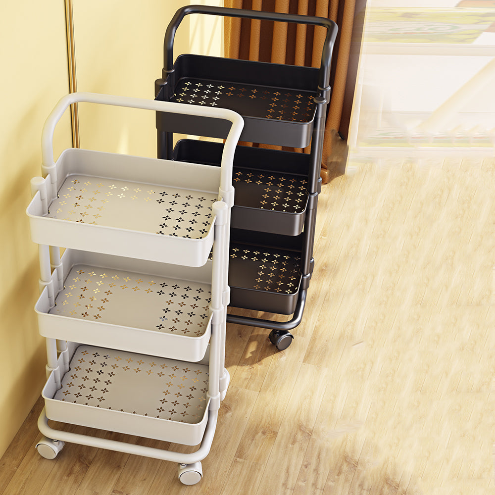 Modern Metal Frame Etagere Bookshelf White and Black Bookcase with Caster Wheels Clearhalo 'Bookcases' 'furn' 'furn_bookcases' 'Furniture' 'Office Furniture' 5220483