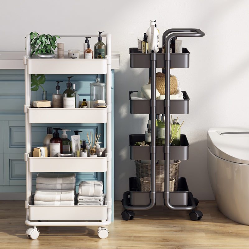 Modern Metal Frame Etagere Bookshelf White and Black Bookcase with Caster Wheels Clearhalo 'Bookcases' 'furn' 'furn_bookcases' 'Furniture' 'Office Furniture' 5220484