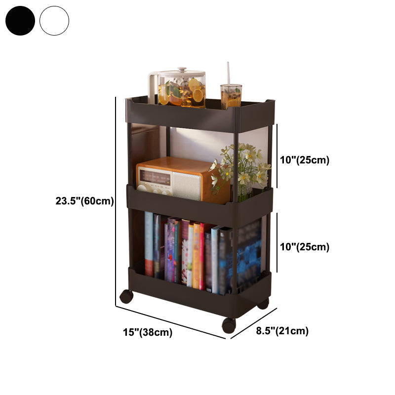 Modern Metal Frame Etagere Bookshelf White and Black Bookcase with Caster Wheels Clearhalo 'Bookcases' 'furn' 'furn_bookcases' 'Furniture' 'Office Furniture' 5220485