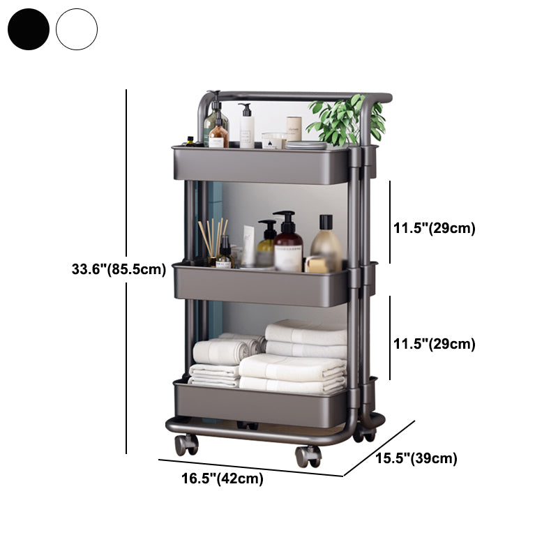 Modern Metal Frame Etagere Bookshelf White and Black Bookcase with Caster Wheels Clearhalo 'Bookcases' 'furn' 'furn_bookcases' 'Furniture' 'Office Furniture' 5220487