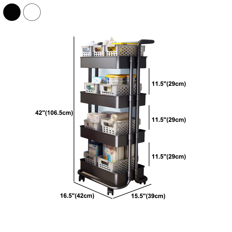 Modern Metal Frame Etagere Bookshelf White and Black Bookcase with Caster Wheels Clearhalo 'Bookcases' 'furn' 'furn_bookcases' 'Furniture' 'Office Furniture' 5220488