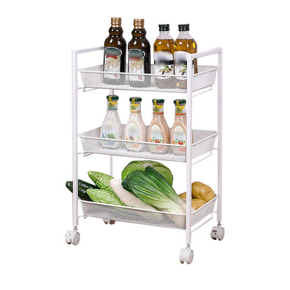 Metal Contemporary Etagere Bookshelf Vertical Open Bookcase with Caster Wheels