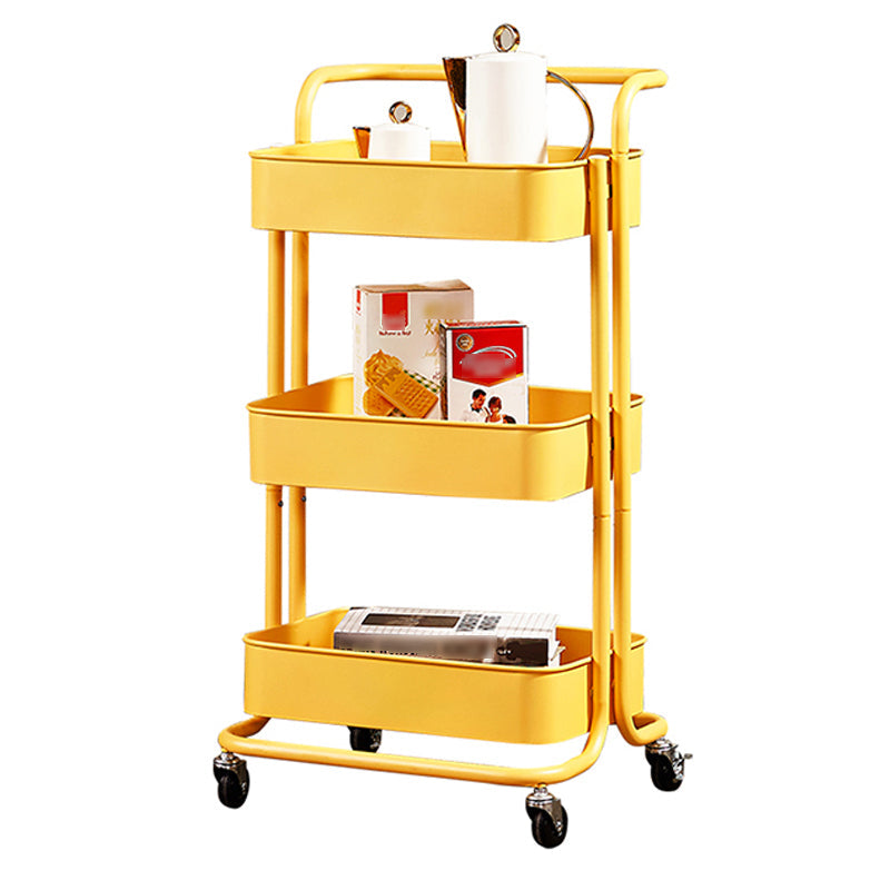 Metal Contemporary Etagere Bookshelf Vertical Open Bookcase with Caster Wheels