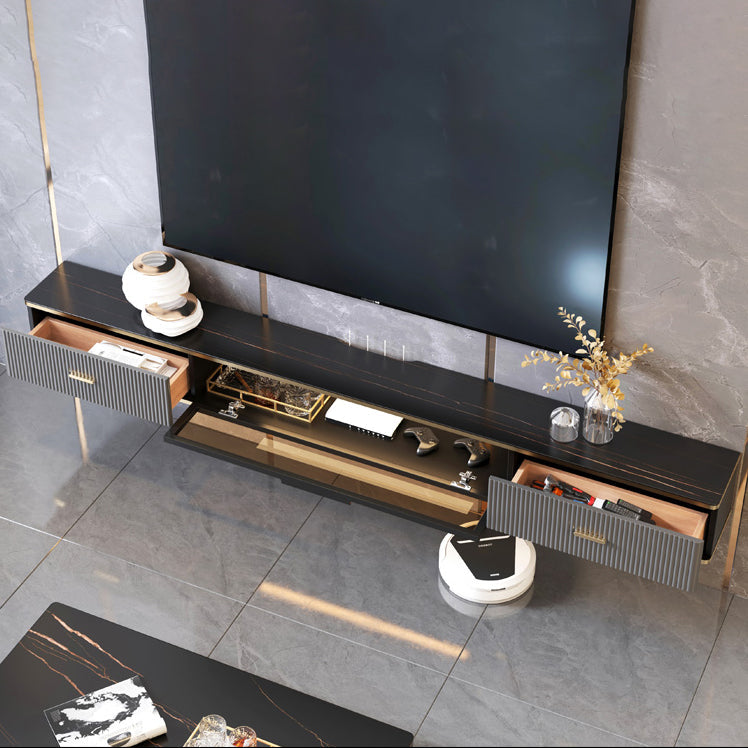 Glam Floating TV Media Stand with Drawers Stone and Wood TV Stand Clearhalo 'furn' 'furn_tv_stands_entertainment_centers' 'Furniture' 'Living Room Furniture' 'TV Stands & Entertainment Centers' 'TV Stands & Media Storage Furniture' 'tv_stands_entertainment_centers' 5221884