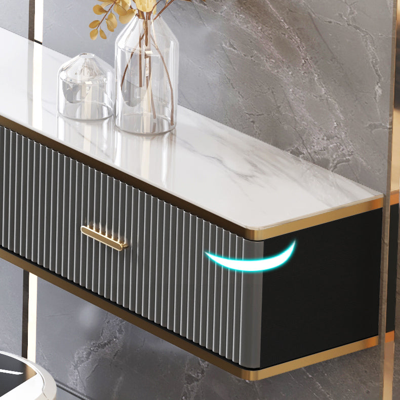 Glam Floating TV Media Stand with Drawers Stone and Wood TV Stand Clearhalo 'furn' 'furn_tv_stands_entertainment_centers' 'Furniture' 'Living Room Furniture' 'TV Stands & Entertainment Centers' 'TV Stands & Media Storage Furniture' 'tv_stands_entertainment_centers' 5221890