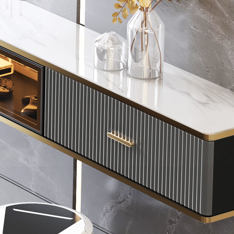 Glam Floating TV Media Stand with Drawers Stone and Wood TV Stand Clearhalo 'furn' 'furn_tv_stands_entertainment_centers' 'Furniture' 'Living Room Furniture' 'TV Stands & Entertainment Centers' 'TV Stands & Media Storage Furniture' 'tv_stands_entertainment_centers' 5221895