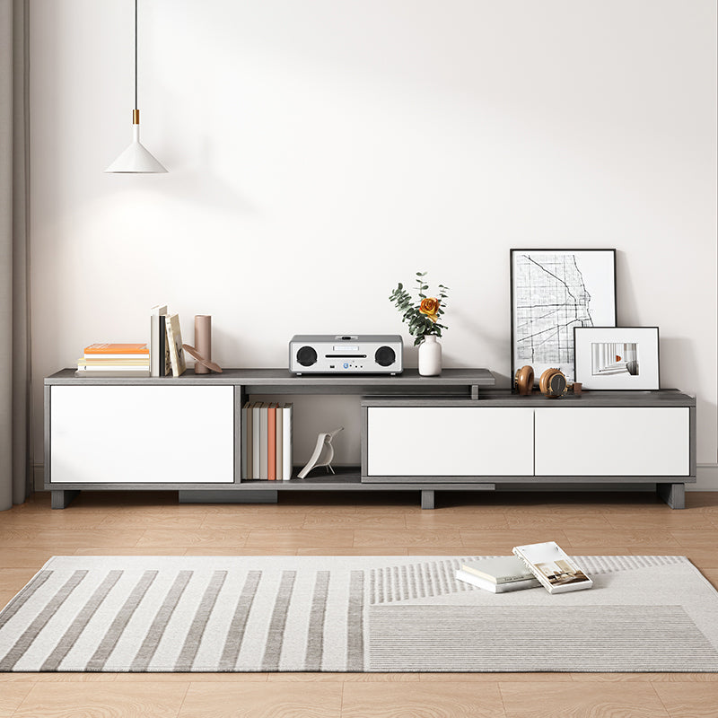 Engineered Wood TV Stand Console Scandinavian TV Console with Cabinet 47"L x 12"W x 16"H Gray-White 3 Clearhalo 'furn' 'furn_tv_stands_entertainment_centers' 'Furniture' 'Living Room Furniture' 'TV Stands & Entertainment Centers' 'TV Stands & Media Storage Furniture' 'tv_stands_entertainment_centers' 5221941