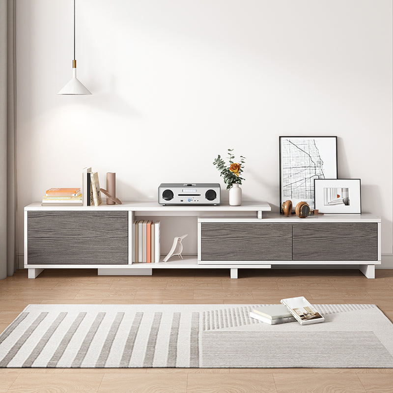 Engineered Wood TV Stand Console Scandinavian TV Console with Cabinet 47"L x 12"W x 16"H White-Gray 3 Clearhalo 'furn' 'furn_tv_stands_entertainment_centers' 'Furniture' 'Living Room Furniture' 'TV Stands & Entertainment Centers' 'TV Stands & Media Storage Furniture' 'tv_stands_entertainment_centers' 5221945