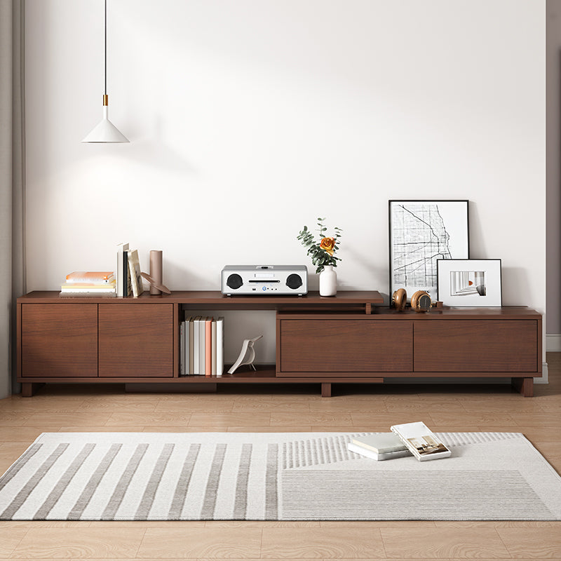 Engineered Wood TV Stand Console Scandinavian TV Console with Cabinet 55"L x 12"W x 16"H Walnut 4 Clearhalo 'furn' 'furn_tv_stands_entertainment_centers' 'Furniture' 'Living Room Furniture' 'TV Stands & Entertainment Centers' 'TV Stands & Media Storage Furniture' 'tv_stands_entertainment_centers' 5221948