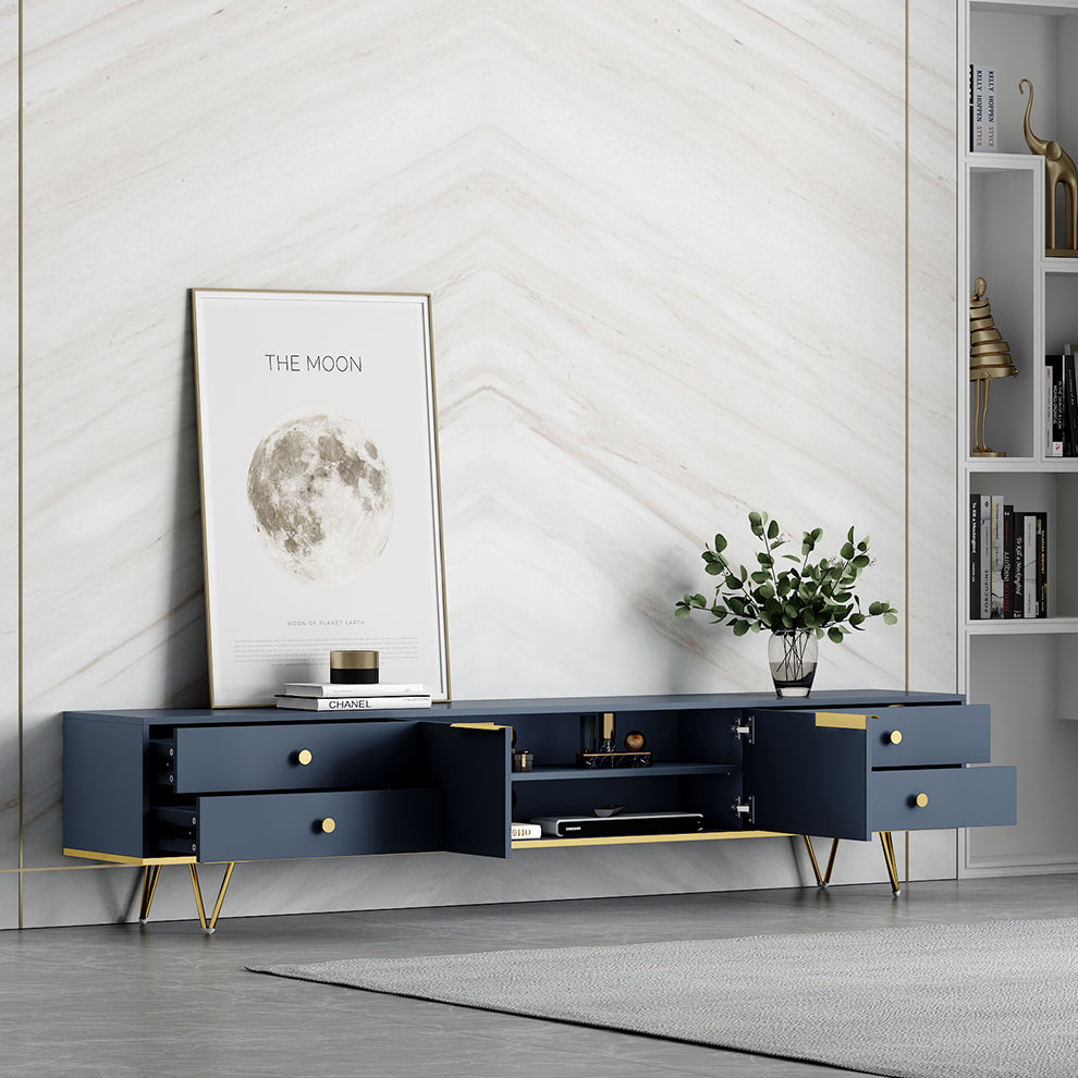 Glam TV Media Stand with Drawers Faux Wood Media Console for Living Room Clearhalo 'furn' 'furn_tv_stands_entertainment_centers' 'Furniture' 'Living Room Furniture' 'TV Stands & Entertainment Centers' 'TV Stands & Media Storage Furniture' 'tv_stands_entertainment_centers' 5221982