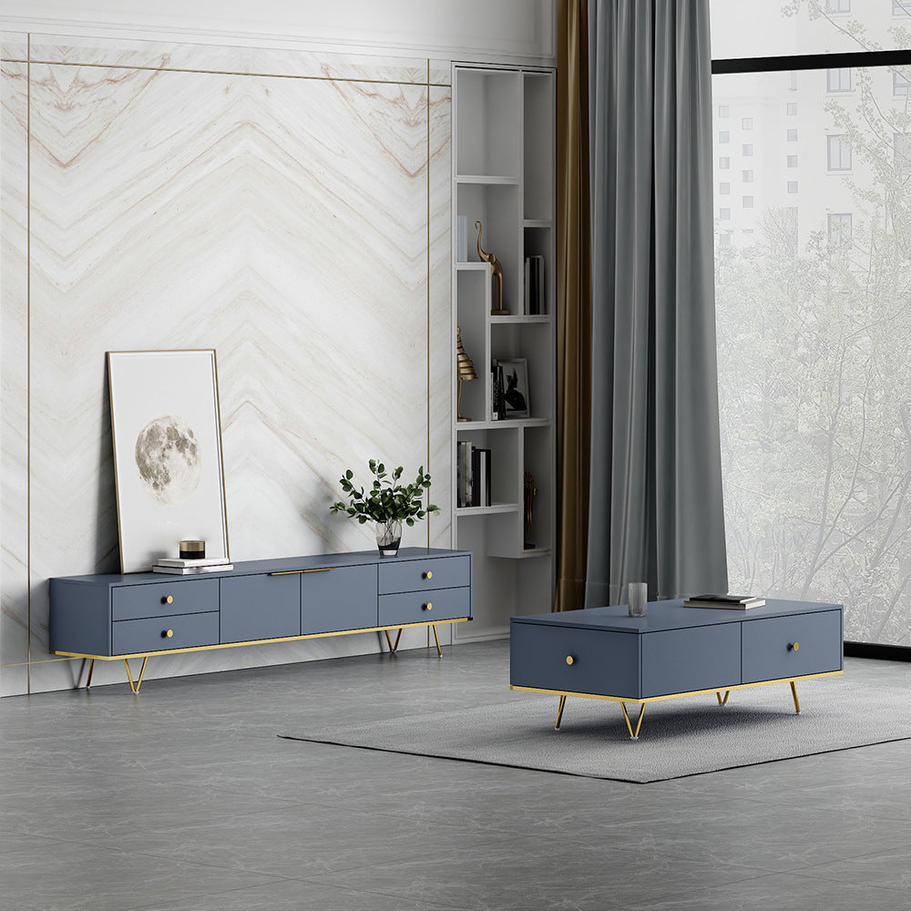 Glam TV Media Stand with Drawers Faux Wood Media Console for Living Room Clearhalo 'furn' 'furn_tv_stands_entertainment_centers' 'Furniture' 'Living Room Furniture' 'TV Stands & Entertainment Centers' 'TV Stands & Media Storage Furniture' 'tv_stands_entertainment_centers' 5221985