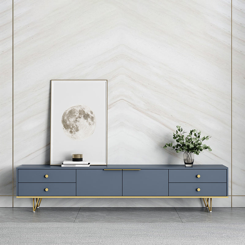 Glam TV Media Stand with Drawers Faux Wood Media Console for Living Room 83"L x 14"W x 18"H Blue Clearhalo 'furn' 'furn_tv_stands_entertainment_centers' 'Furniture' 'Living Room Furniture' 'TV Stands & Entertainment Centers' 'TV Stands & Media Storage Furniture' 'tv_stands_entertainment_centers' 5221994