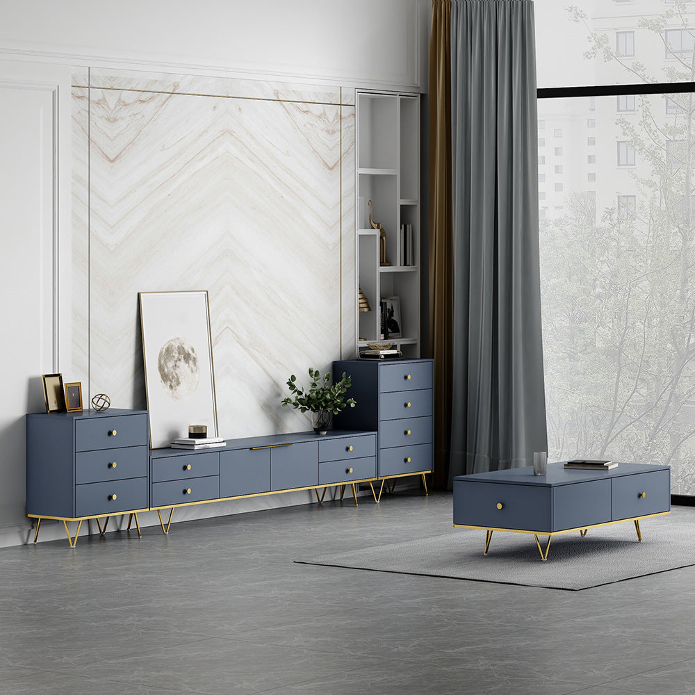 Glam TV Media Stand with Drawers Faux Wood Media Console for Living Room Clearhalo 'furn' 'furn_tv_stands_entertainment_centers' 'Furniture' 'Living Room Furniture' 'TV Stands & Entertainment Centers' 'TV Stands & Media Storage Furniture' 'tv_stands_entertainment_centers' 5222001