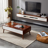 Console multimediale di finitura opaca con cassetti stand televisivi scandinavi, legno di gomma