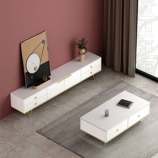 Console TV in stile TV in legno in stile glam con 4 cassetti