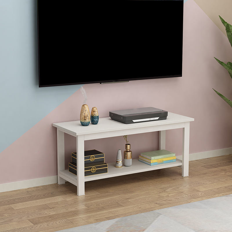 Scandinavian Engineered Wood Media Console with Shelves Matte Finish TV Media Stand 31.5"L x 12"W x 18"H White Clearhalo 'furn' 'furn_tv_stands_entertainment_centers' 'Furniture' 'Living Room Furniture' 'TV Stands & Entertainment Centers' 'TV Stands & Media Storage Furniture' 'tv_stands_entertainment_centers' 5222101