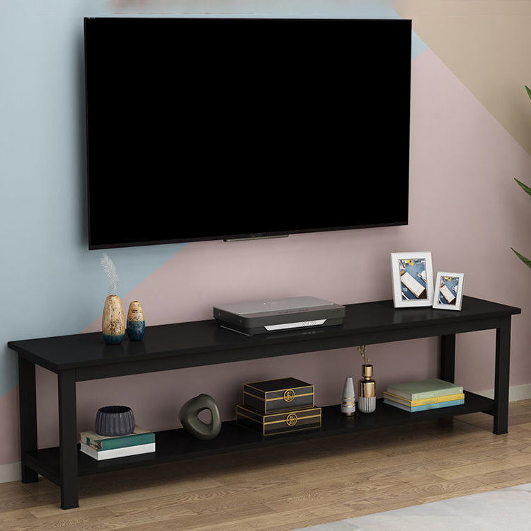 Scandinavian Engineered Wood Media Console with Shelves Matte Finish TV Media Stand Black Clearhalo 'furn' 'furn_tv_stands_entertainment_centers' 'Furniture' 'Living Room Furniture' 'TV Stands & Entertainment Centers' 'TV Stands & Media Storage Furniture' 'tv_stands_entertainment_centers' 5222104