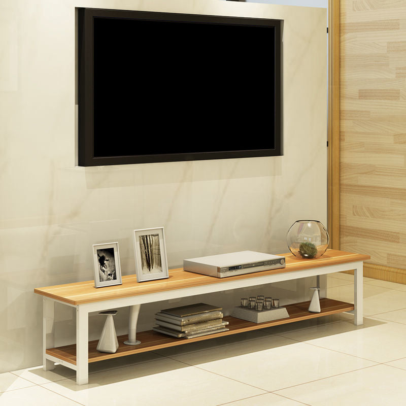 Scandinavian Engineered Wood Media Console with Shelves Matte Finish TV Media Stand Natural Wood White Clearhalo 'furn' 'furn_tv_stands_entertainment_centers' 'Furniture' 'Living Room Furniture' 'TV Stands & Entertainment Centers' 'TV Stands & Media Storage Furniture' 'tv_stands_entertainment_centers' 5222110