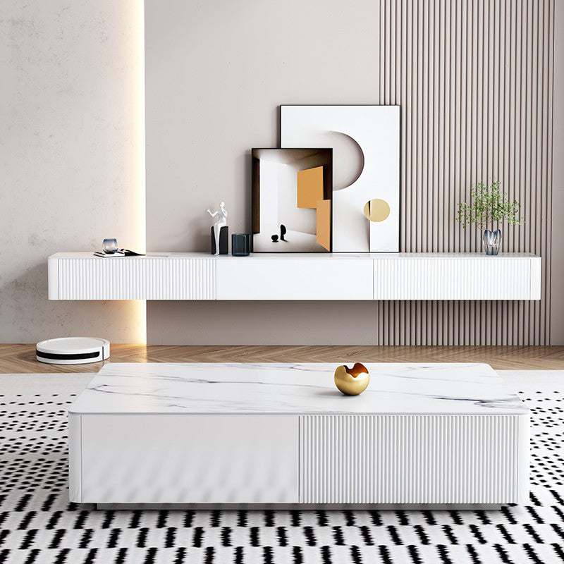 Consola de TV de estilo de televisión de piedra de estilo contemporáneo con cajones