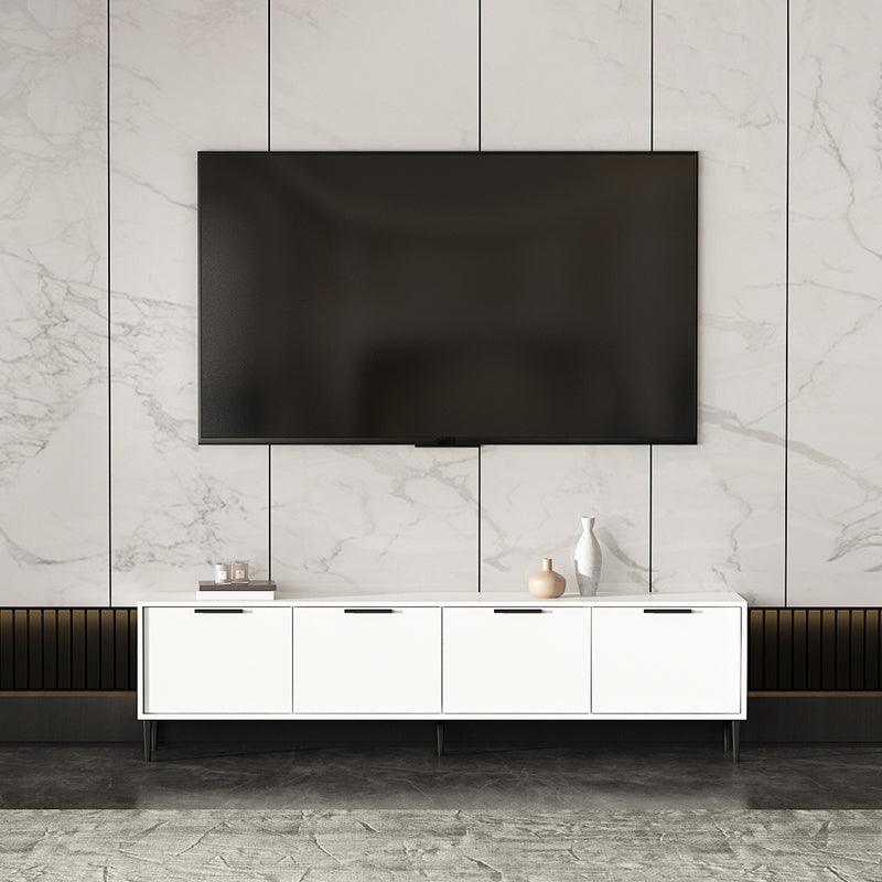 Wooden Enclosed Storage TV Console Scandinavian TV Stand with Cabinet 71"L x 12"W x 19"H White Clearhalo 'furn' 'furn_tv_stands_entertainment_centers' 'Furniture' 'Living Room Furniture' 'TV Stands & Entertainment Centers' 'TV Stands & Media Storage Furniture' 'tv_stands_entertainment_centers' 5222270