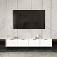 Wooden Enclosed Storage TV Console Scandinavian TV Stand with Cabinet 83"L x 12"W x 19"H White Clearhalo 'furn' 'furn_tv_stands_entertainment_centers' 'Furniture' 'Living Room Furniture' 'TV Stands & Entertainment Centers' 'TV Stands & Media Storage Furniture' 'tv_stands_entertainment_centers' 5222271