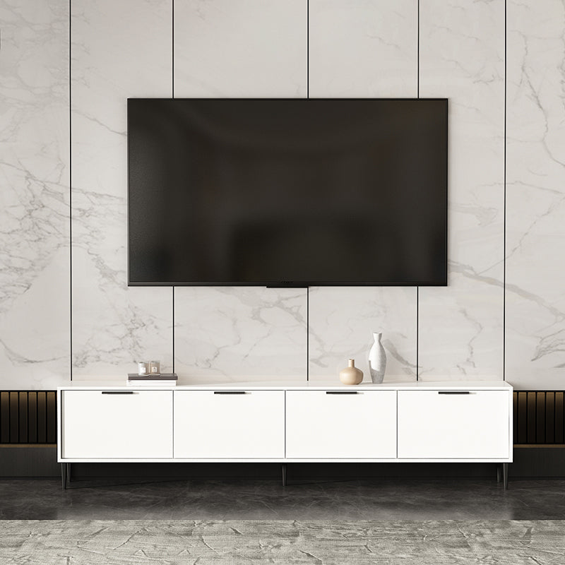 Wooden Enclosed Storage TV Console Scandinavian TV Stand with Cabinet 83"L x 12"W x 19"H White Clearhalo 'furn' 'furn_tv_stands_entertainment_centers' 'Furniture' 'Living Room Furniture' 'TV Stands & Entertainment Centers' 'TV Stands & Media Storage Furniture' 'tv_stands_entertainment_centers' 5222271