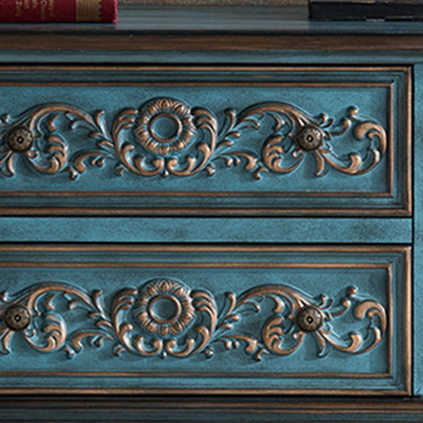 Console multimediale tradizionale in legno di gomma, supporto TV con finitura opaca e cassetti