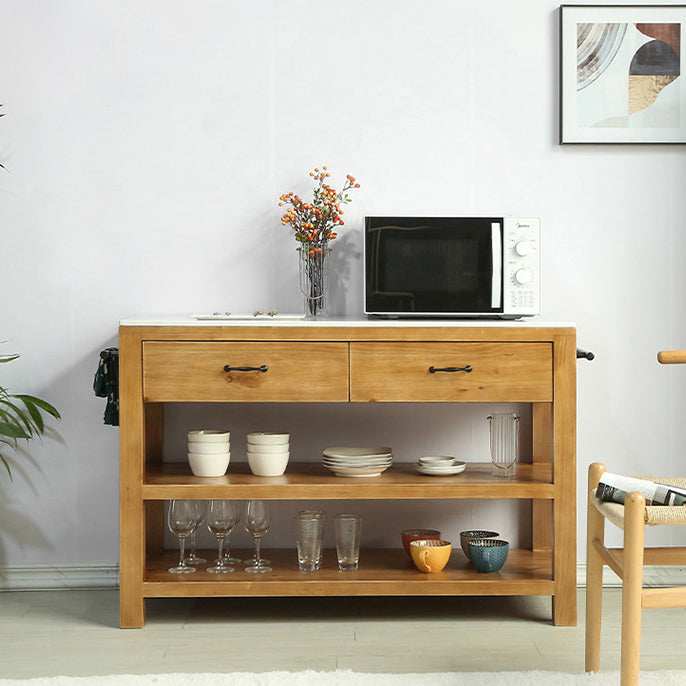 Moderne stationäre Kücheninsel Tisch Holz Küchen Island Tisch mit Handtuchregal