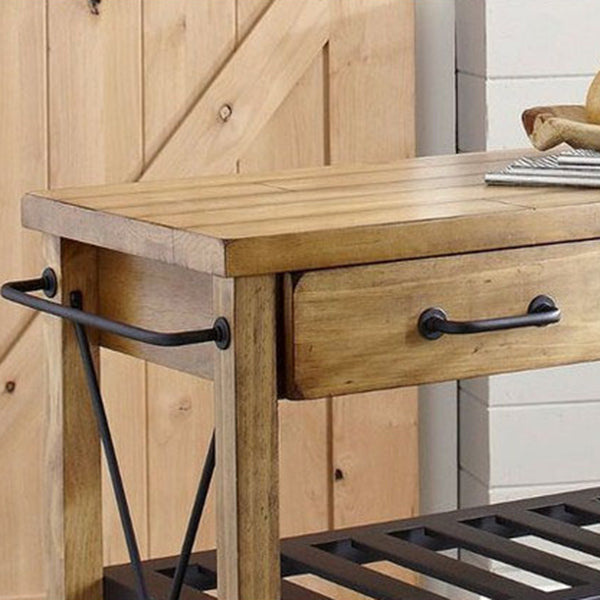 Modern Rolling Kitchen Cart Wood Rectangular Kitchen Cart for Home Use