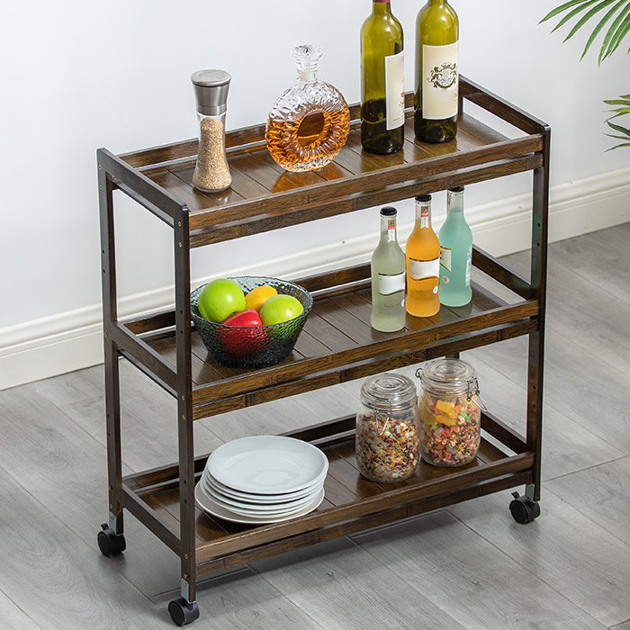 29.53" High Rolling Contemporary Prep Table Wooden Prep Table