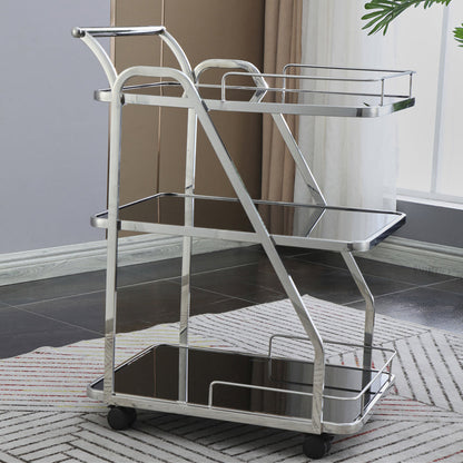 33.07" High Rolling Contemporary Prep Table Stone Prep Table Black Silver Clearhalo 'furn' 'furn_kitchen_islands_carts' 'Furniture' 'Kitchen & Dining Furniture' 'Kitchen Islands & Carts' 'kitchen_islands_carts' 5222603