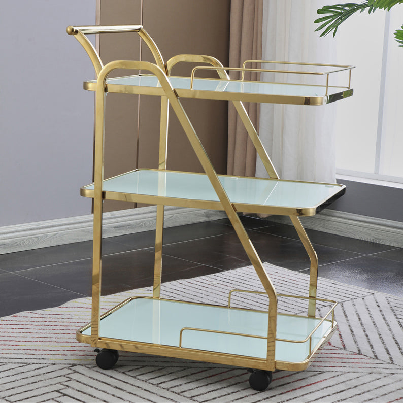 33.07" High Rolling Contemporary Prep Table Stone Prep Table White Gold Clearhalo 'furn' 'furn_kitchen_islands_carts' 'Furniture' 'Kitchen & Dining Furniture' 'Kitchen Islands & Carts' 'kitchen_islands_carts' 5222615