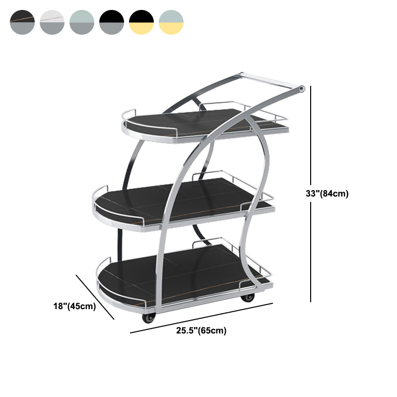 33.07" High Rolling Contemporary Prep Table Stone Prep Table for Kitchen