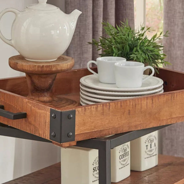 Modern Rolling Prep Table Wood Rectangular Prep Table for Home Use