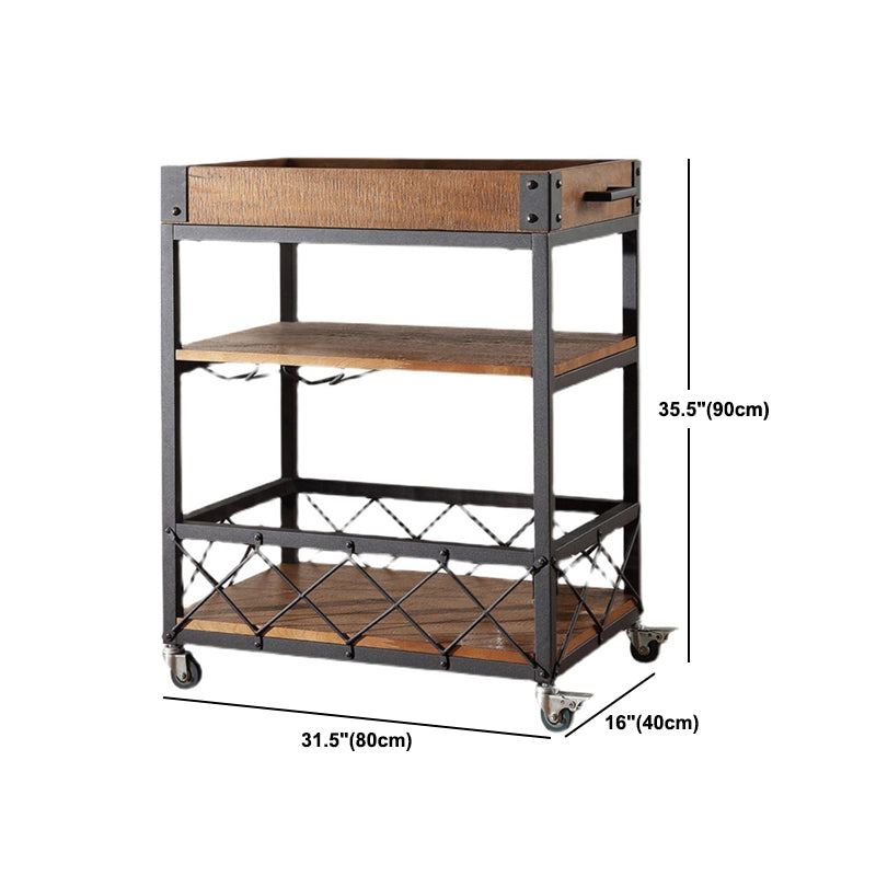 Rolling Industrial Kitchen Trolley Wooden Kitchen Trolley for Restaurant Clearhalo 'furn' 'furn_kitchen_islands_carts' 'Furniture' 'Kitchen & Dining Furniture' 'Kitchen Islands & Carts' 'kitchen_islands_carts' 5222852
