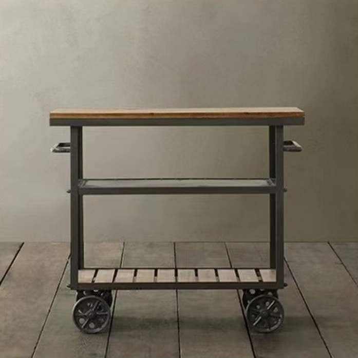 33.46" High Rolling Industrial Kitchen Trolley Wooden Kitchen Trolley for Restaurant 24"L x 16"W x 31"H Clearhalo 'furn' 'furn_kitchen_islands_carts' 'Furniture' 'Kitchen & Dining Furniture' 'Kitchen Islands & Carts' 'kitchen_islands_carts' 5222867