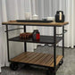 33.46" High Rolling Industrial Kitchen Trolley Wooden Kitchen Trolley for Restaurant 35"L x 16"W x 31"H Clearhalo 'furn' 'furn_kitchen_islands_carts' 'Furniture' 'Kitchen & Dining Furniture' 'Kitchen Islands & Carts' 'kitchen_islands_carts' 5222869