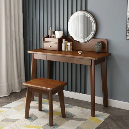 51.1" Height Wood Makeup Vanity Set with Drawers and Mirror for Bedroom