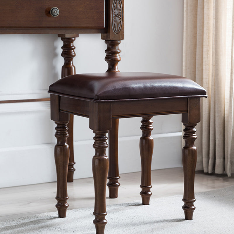 Juego de taburetes de tocador de tocador de madera tradicional, 23.62 "de ancho