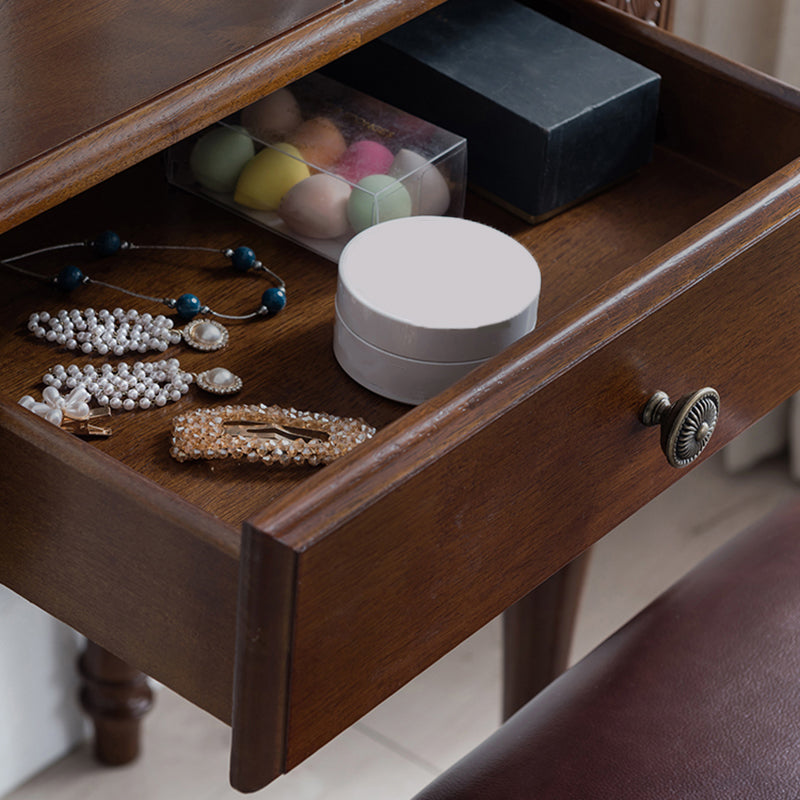 Juego de taburetes de tocador de tocador de madera tradicional, 23.62 "de ancho