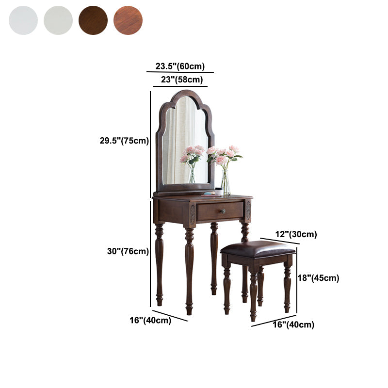 Juego de taburetes de tocador de tocador de madera tradicional, 23.62 "de ancho