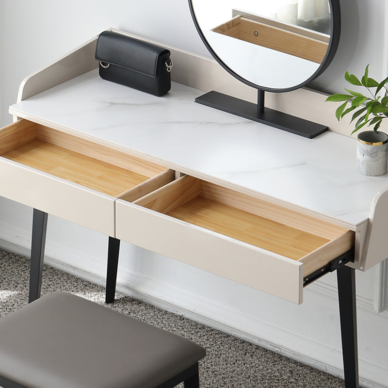 Set di vanità contemporanei 2 cassetti di stoccaggio con sgabelli imbottiti 29,5 "di altezza