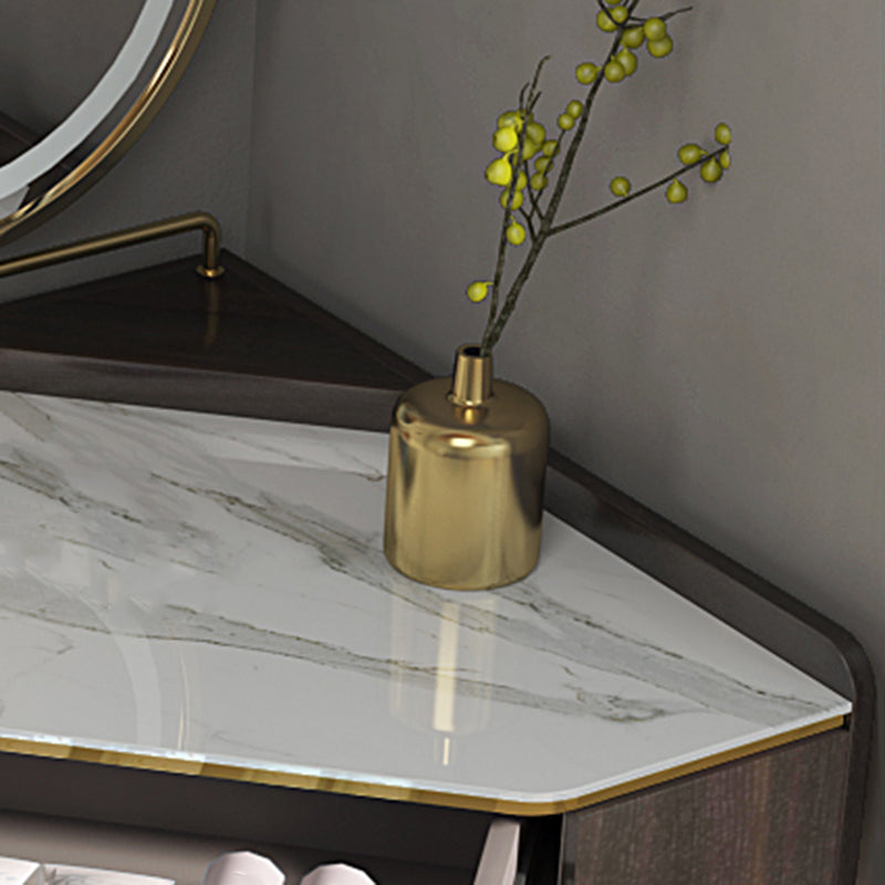 Glam Style White/gray Rock Slate Countertop Metal Base with 3/4 Drawer Dresser Clearhalo 'Bedroom Furniture' 'furn' 'furn_makeup_vanities' 'Furniture' 'Makeup Vanities' 'makeup_vanities' 5223052