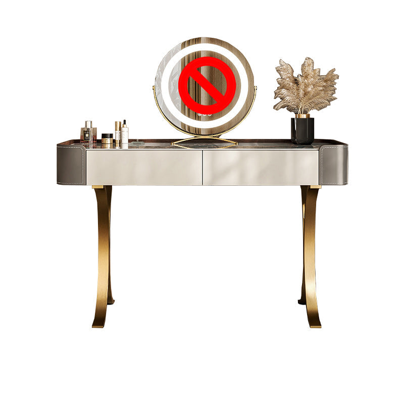 Piedra y metal con mesa de tocador de acento de cuero falso, 29.5 "
