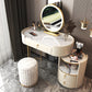 Glam Style White Dresser with Drawers and Stool Set for Bedroom