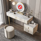 Glam Style Solid Wood Dresser with 4 Drawers Off-white Metal Base
